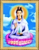 Tranh Phật bà Quan Âm ngồi_đèn, chớp 26x35 - anh 1