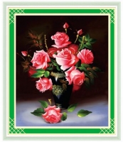 DLH-YA1107 Tranh thêu Bình hoa hồng   57x66 cm
